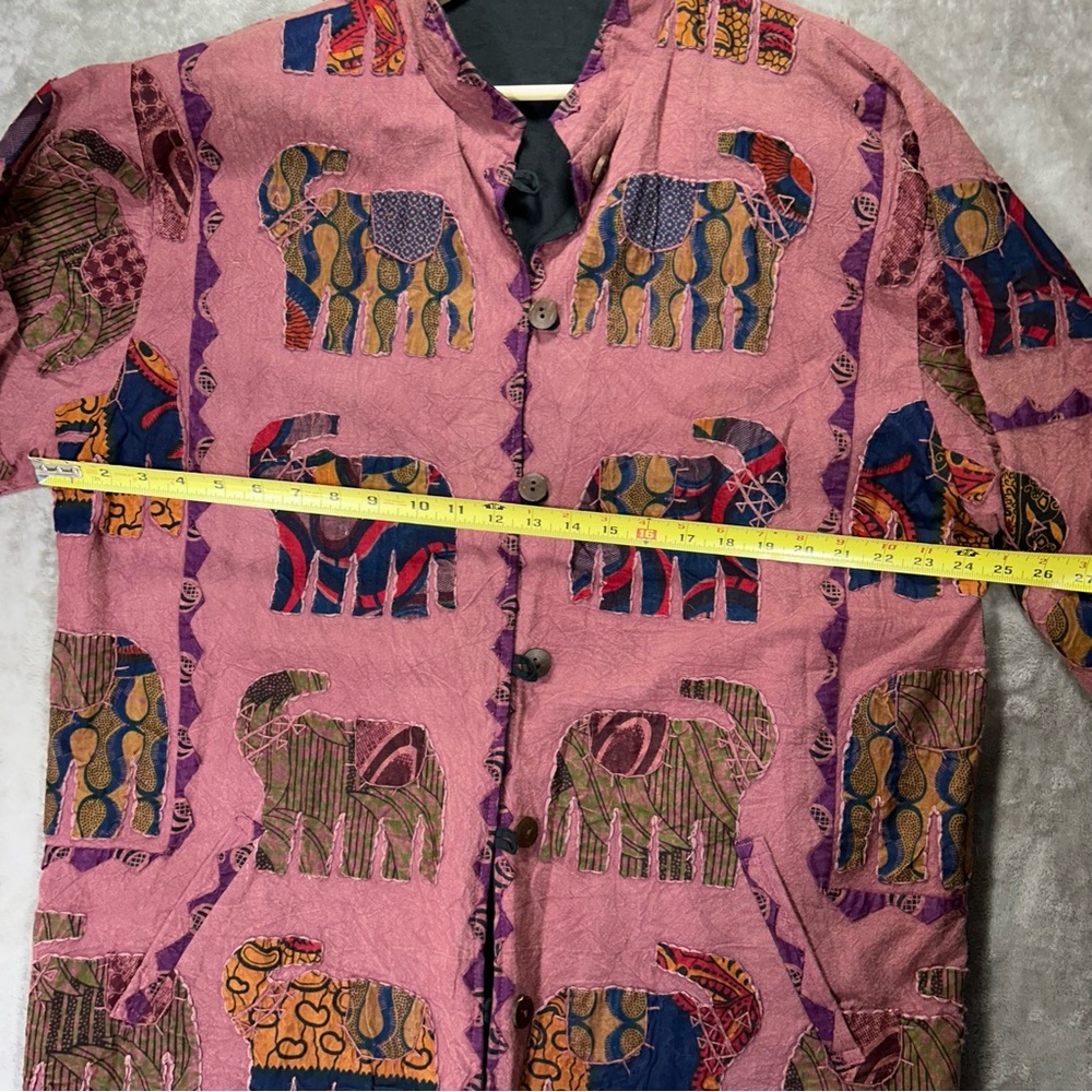 Boho Elephant Patchwork Jacket Coat Pink Tribal E… - image 7